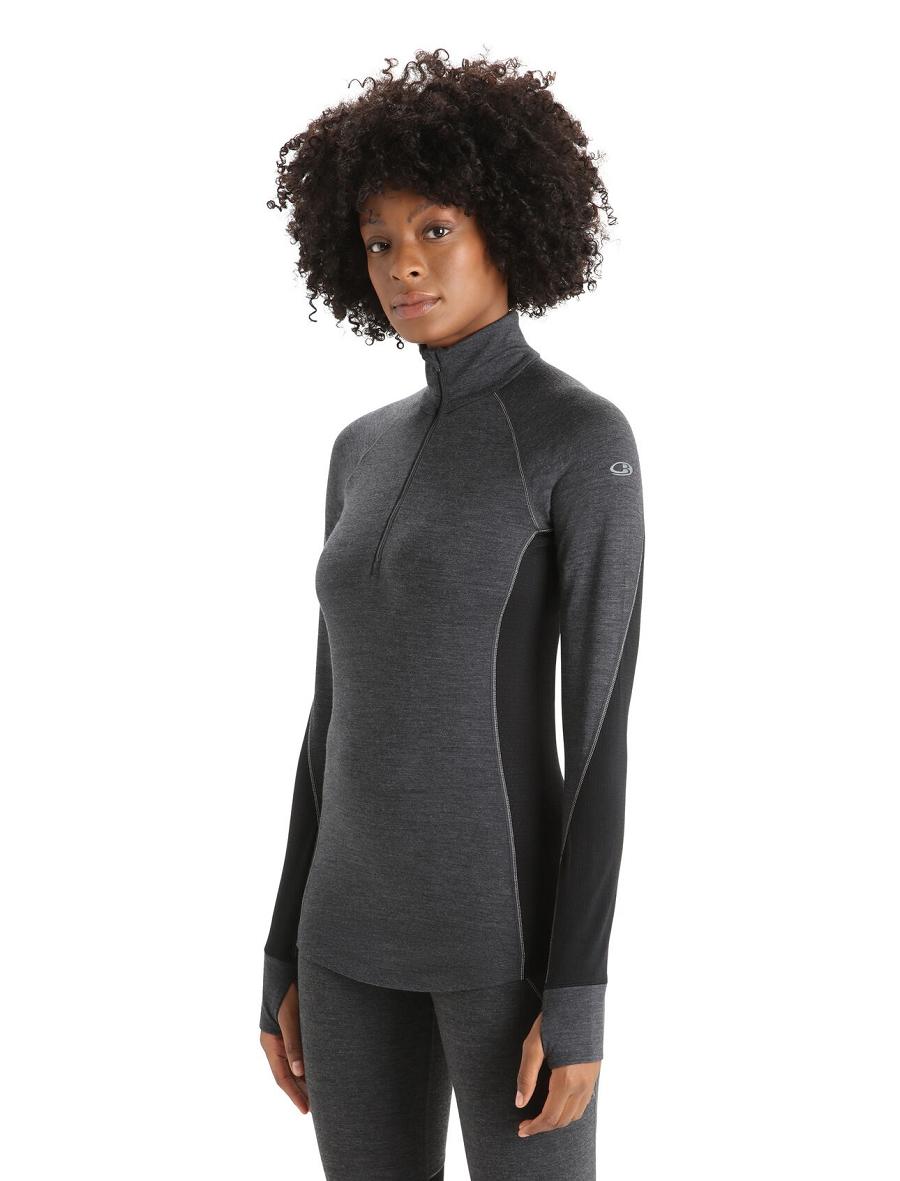 Icebreaker BodyfitZone™ Merino 260 Zone Long Sleeve Half Zip Thermal Top Női Base Layers Fekete | HU 1898VRWD